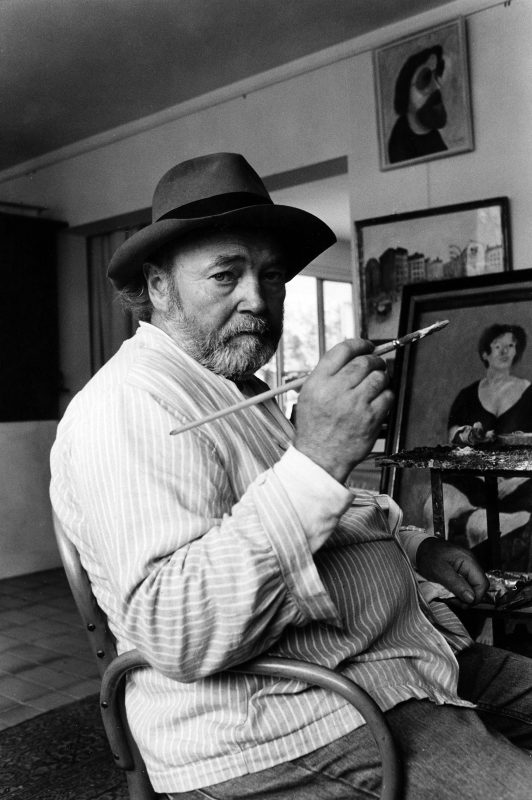 Der Maler Kurt Mühlenhaupt in seinem Atelier, Aufnahme von 1986