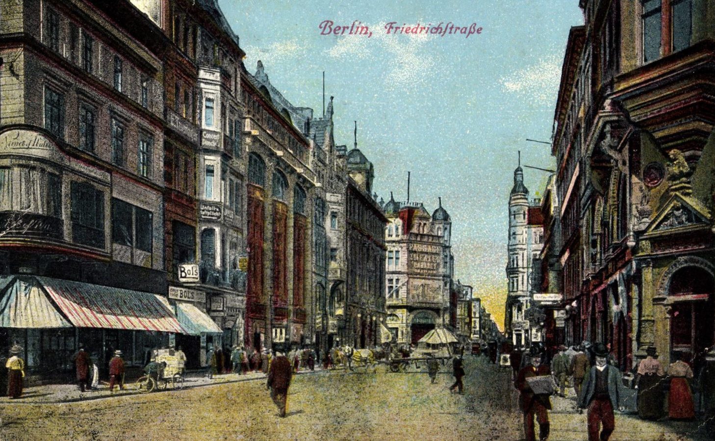 Friedrichstraße in Berlin: Blick in die Friedrichstraße, um 1915.