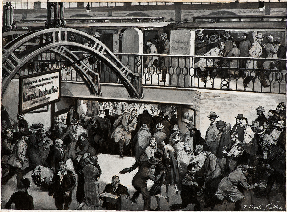 100 Jahre Groß-Berlin: Fritz Koch-Gotha: "Bahnhof Gleisdreieck", Berlin, 1930. 