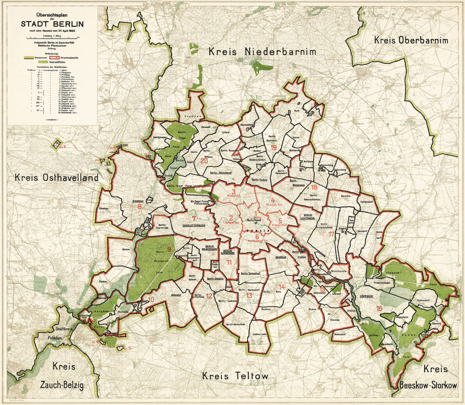 Unvollendete Metropole: Karte von Groß-Berlin. 