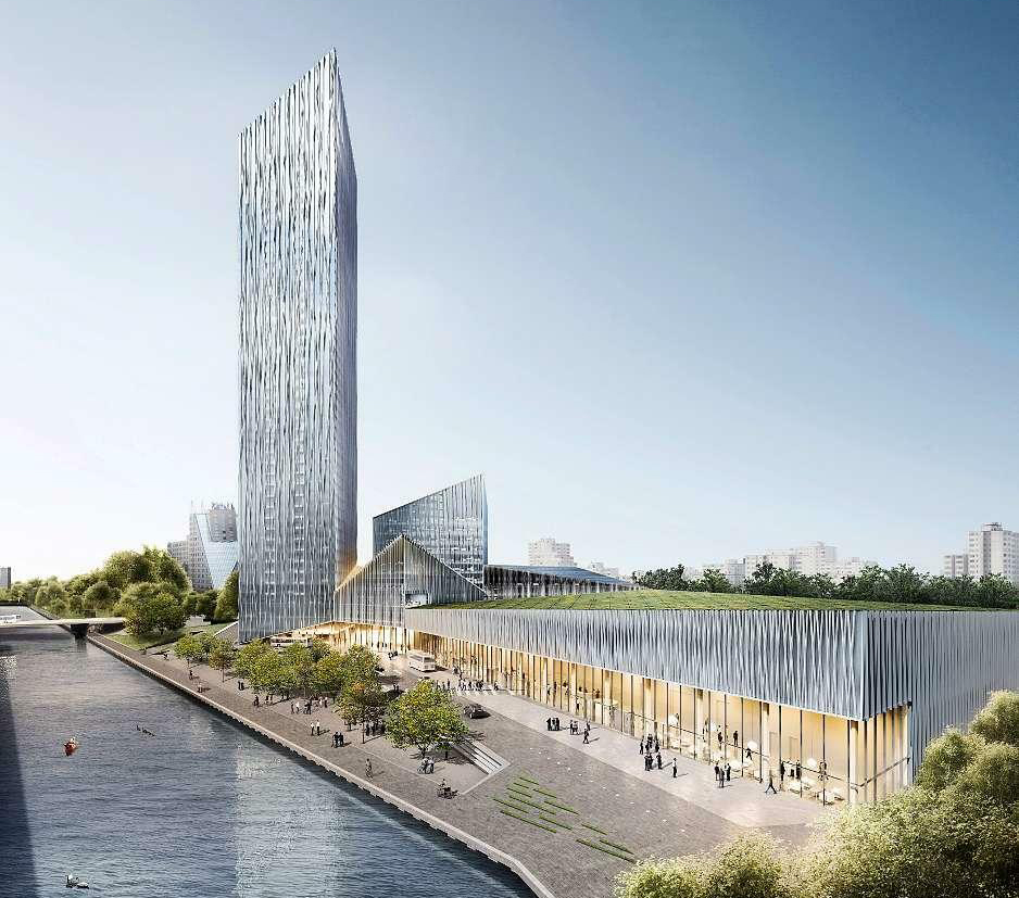 Bauprojekte Berlin: Deutschlands höchstes Hotel – der Estrel Tower Neukölln. Foto: Barkow Leibinger Architekten