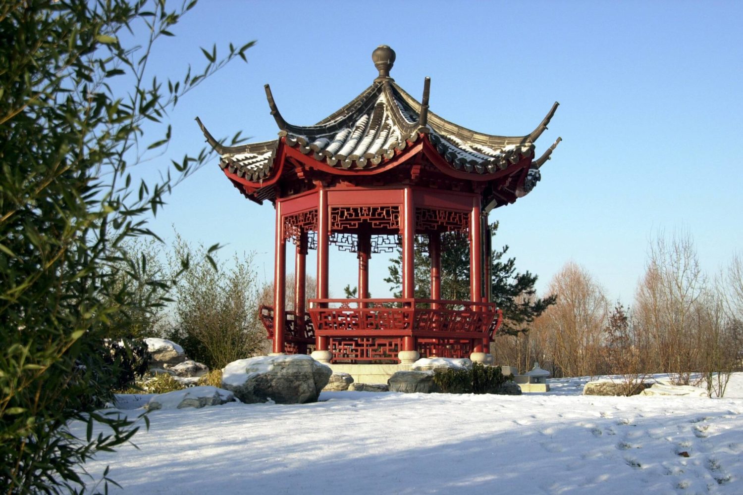 Der chinesische Pavillon in den Gärten der Welt. Foto: Imago/Raimund Müller