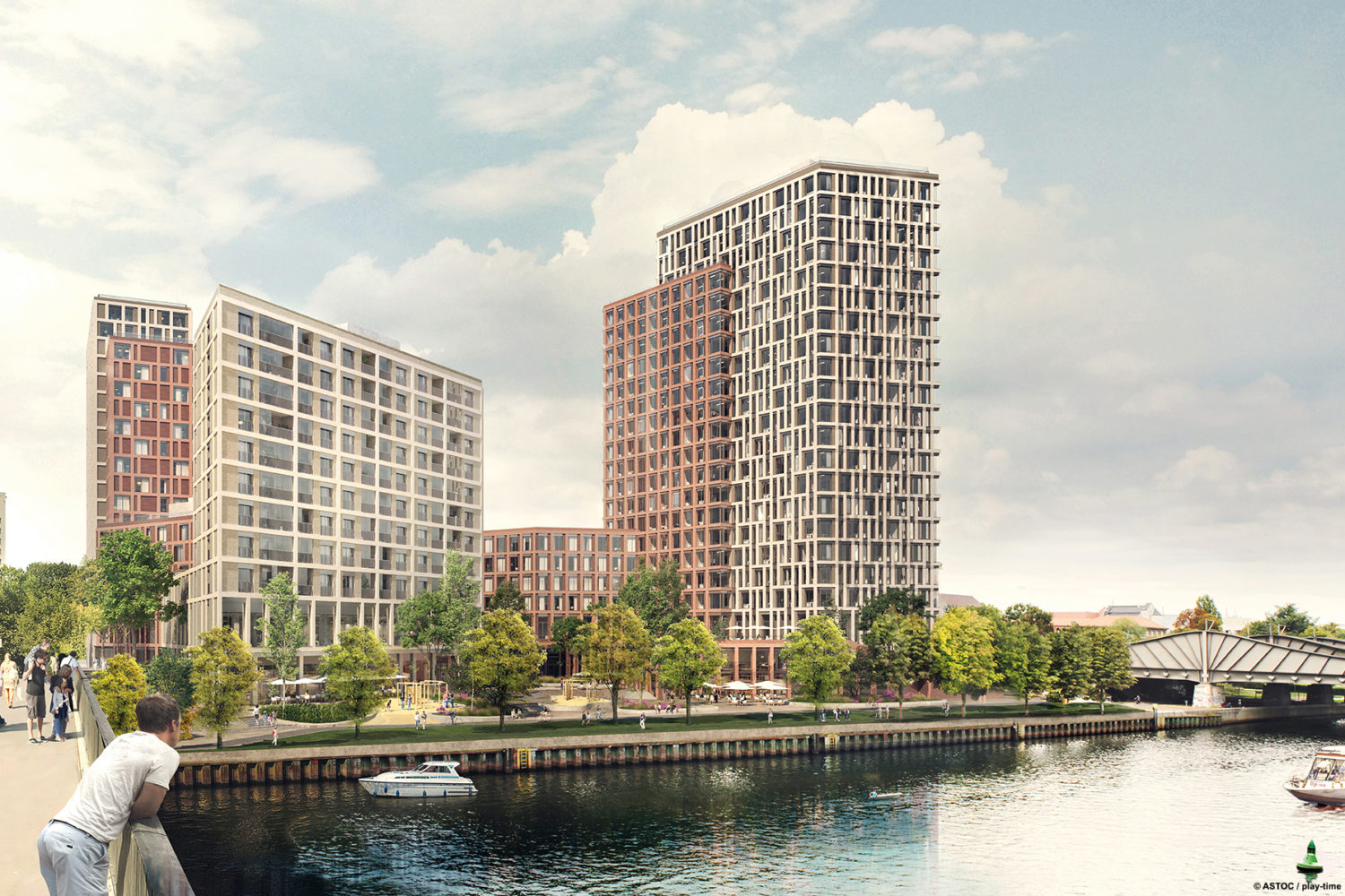 Bauprojekte Berlin: Urban in Spandau, so soll das neue Quartier am Havelufer aussehen. Foto: Astoc/Playtime