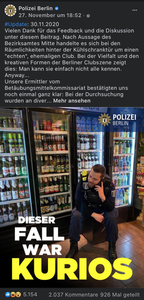 Mittlerweile um eine Nonpology erweitert, aber immer noch falsch: Das Posting der Berliner Polizei auf Facebook. Foto: Screenshot Polizei Berlin/Facebook