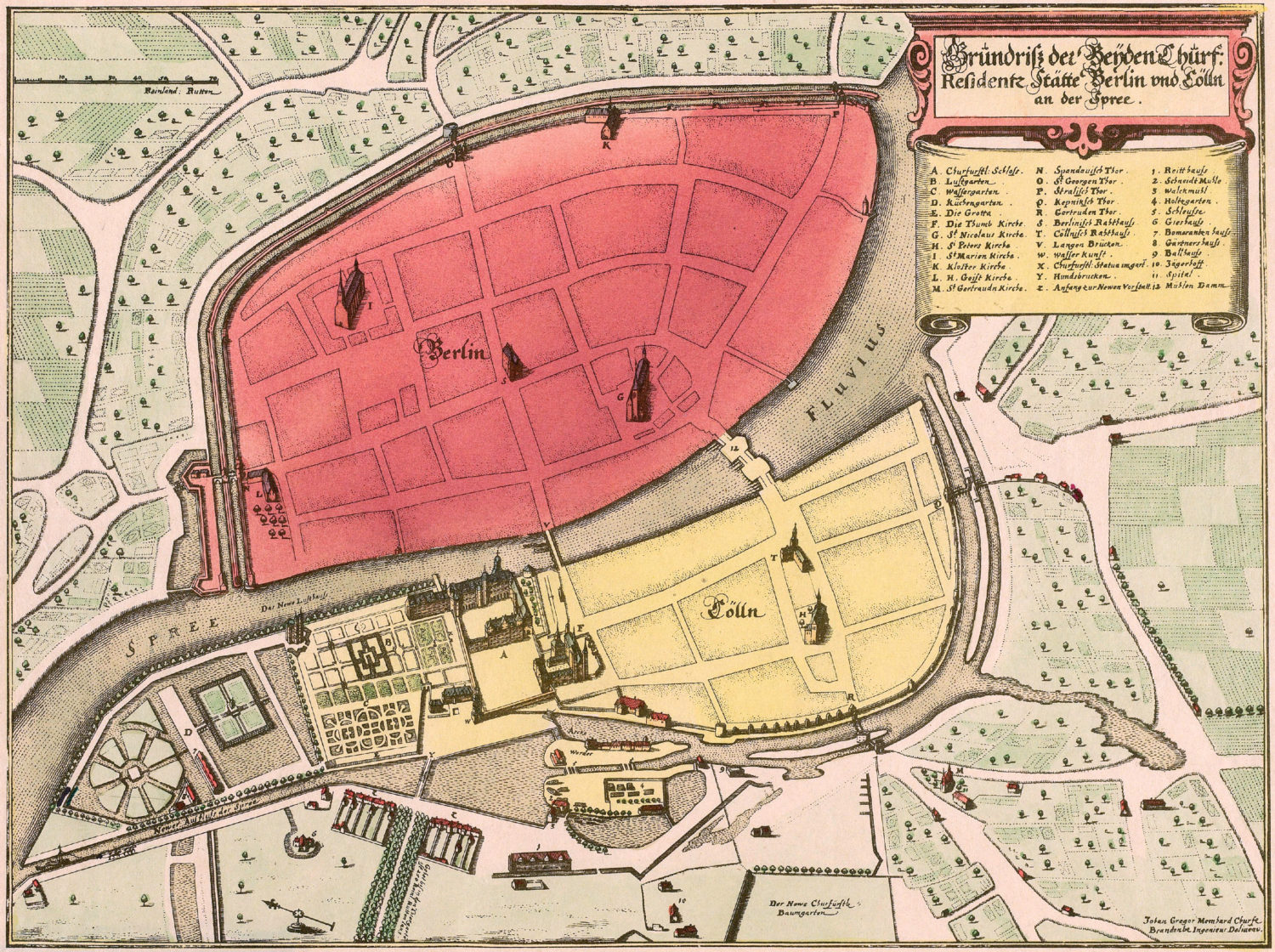 Historische Karten: Berlin um 1652. Foto: Public Domain