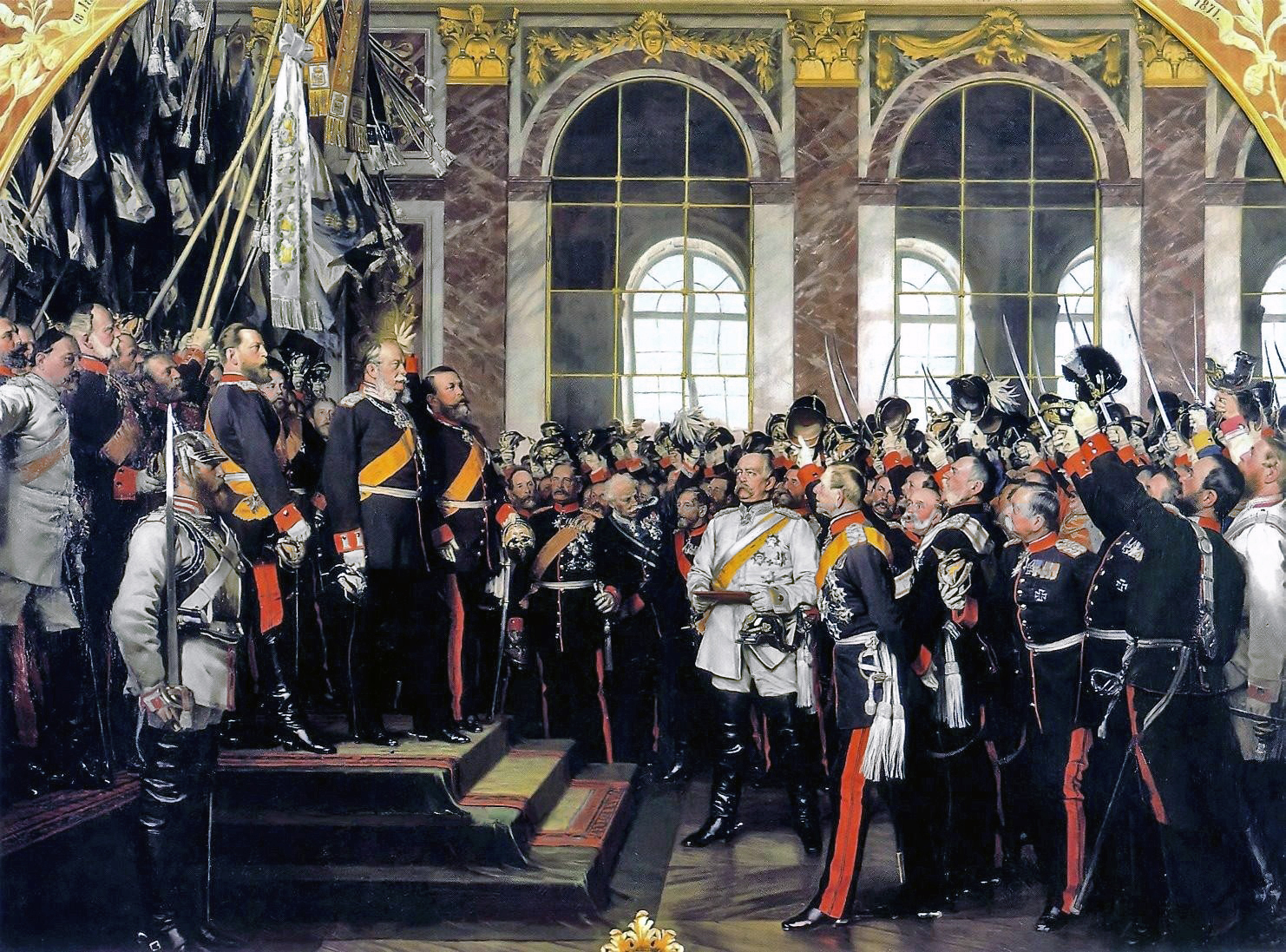 Die Proklamierung des deutschen Kaiserreiches am 18. Januar 1871. Gemälde von Anton von Werner. Foto: Gemeinfrei