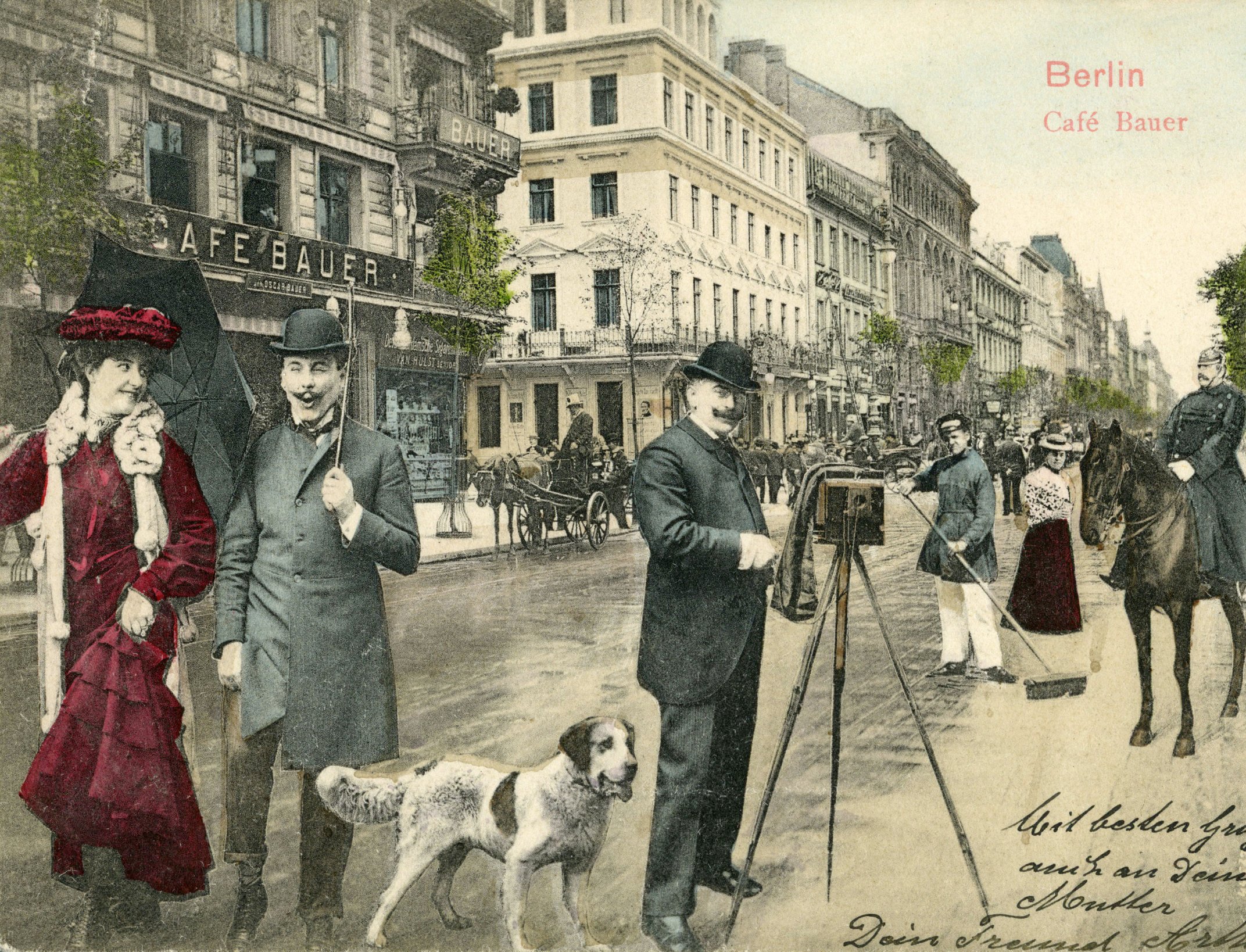 Berlin um 1900: Der Beginn der Straßenfotografie, hier noch als kolorierte Collage, um 1900. Foto: Imago/Kharbine Tapabor