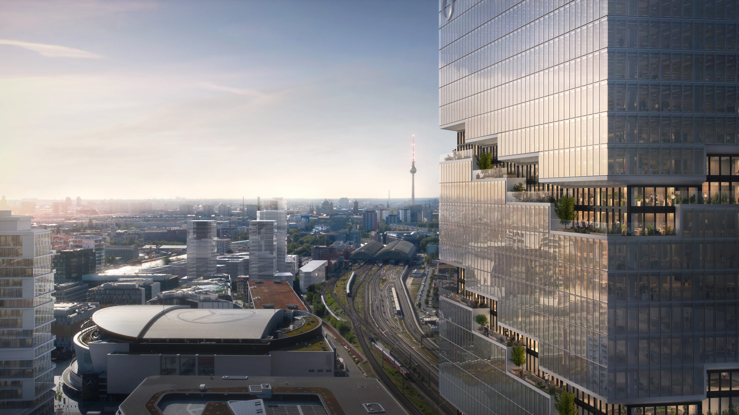 Großbaustellen in Berlin An der Warschauer Brücke entsteht bis 2023 ein 140 Meter hoher Wolkenkratzer. Hauptmieter des "Edge East Side Berlin" wird der Versandriese Amazon sein. 