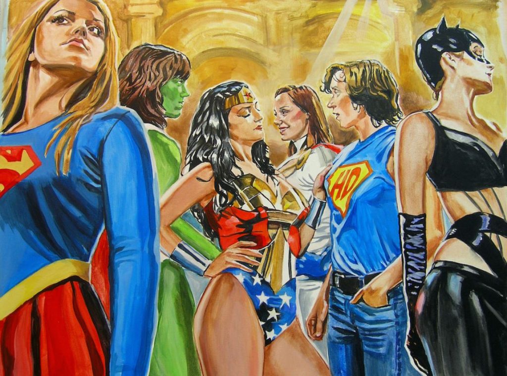Die Ausstellung "Vorbilder*innen" thematisiert Feminismus in Comic und Illustration. „Superheroines“. Illustration: Helena Janecic