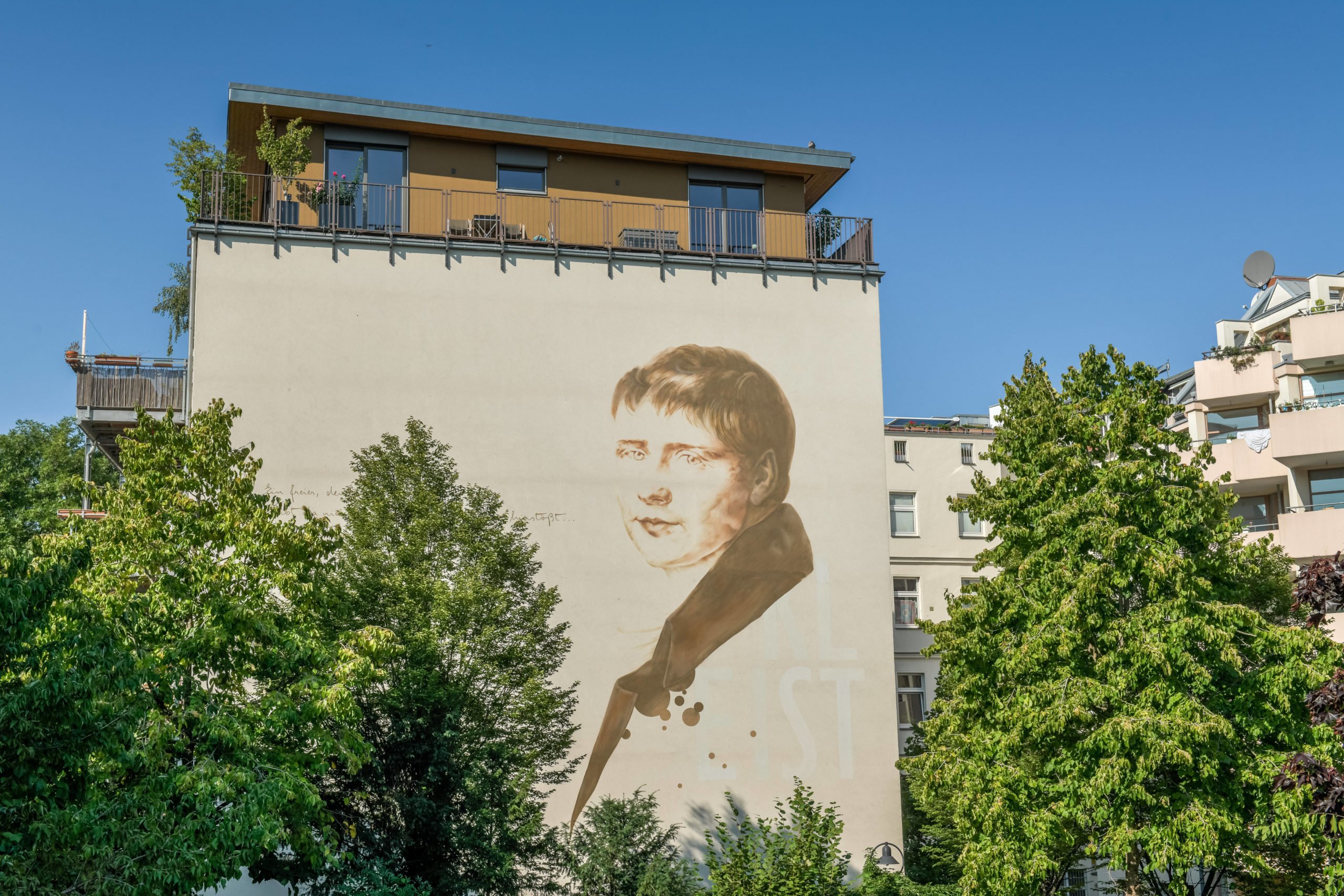 Porträt von Heinrich von Kleist an einer Brandmauer in Schöneberg. Foto: Imago/Joko
