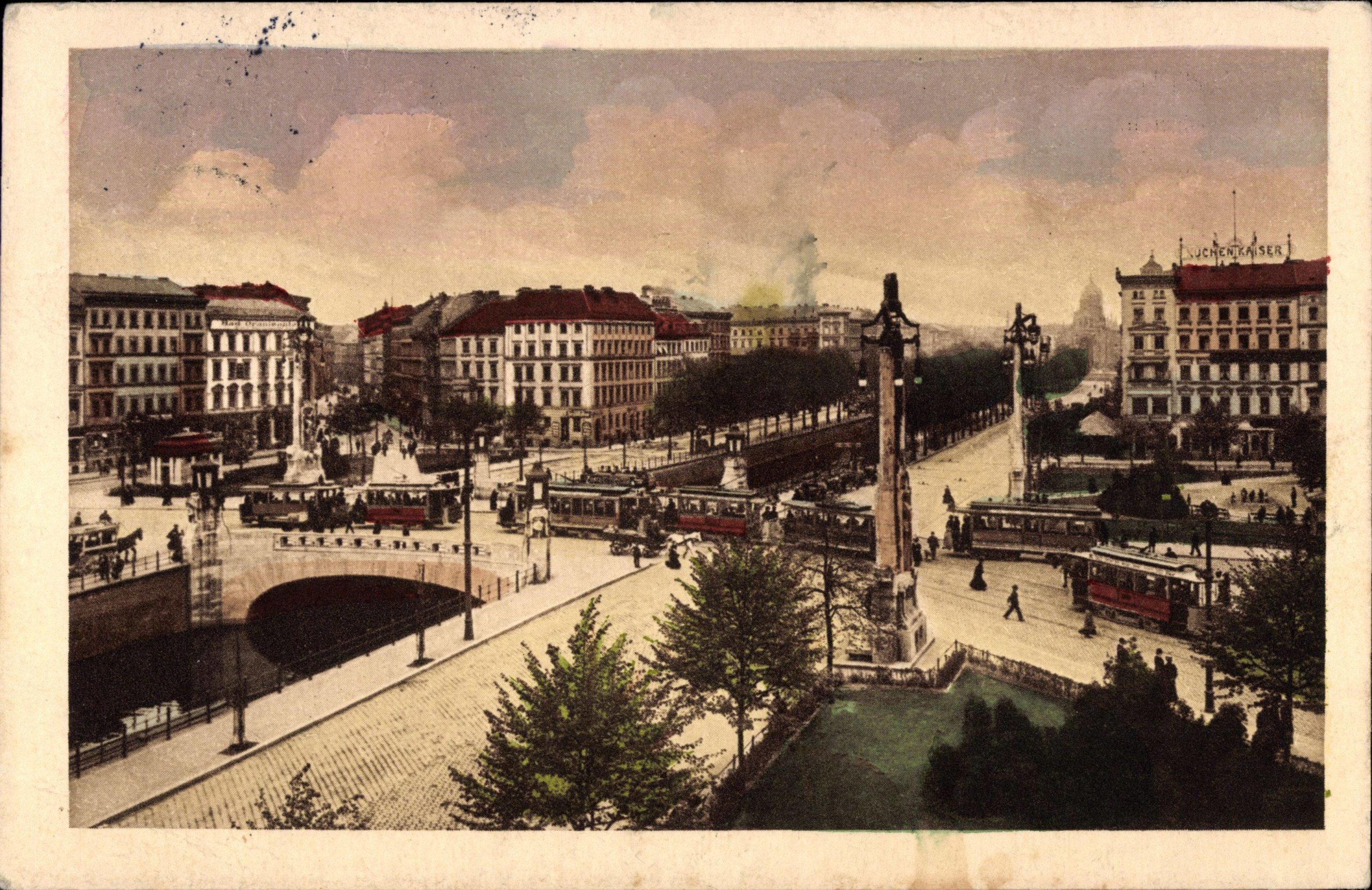 Der Oranienplatz in Berlin um 1835. Damals floß durch Berlin noch der Luisenstädtische Kanal.