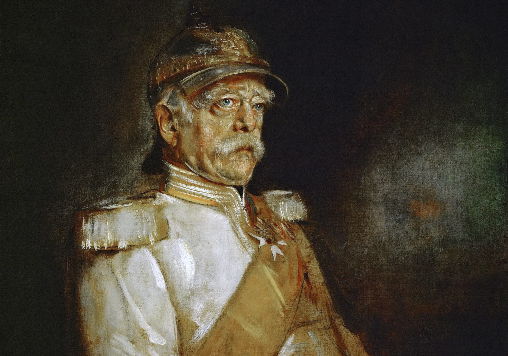 Attentate in Berlin: Otto von Bismarck in Uniform und preußischem Helm. Gemälde von Franz von Lenbach, 1871. Foto: Imago/Vernon Lewis Gallery/Stocktrek Images