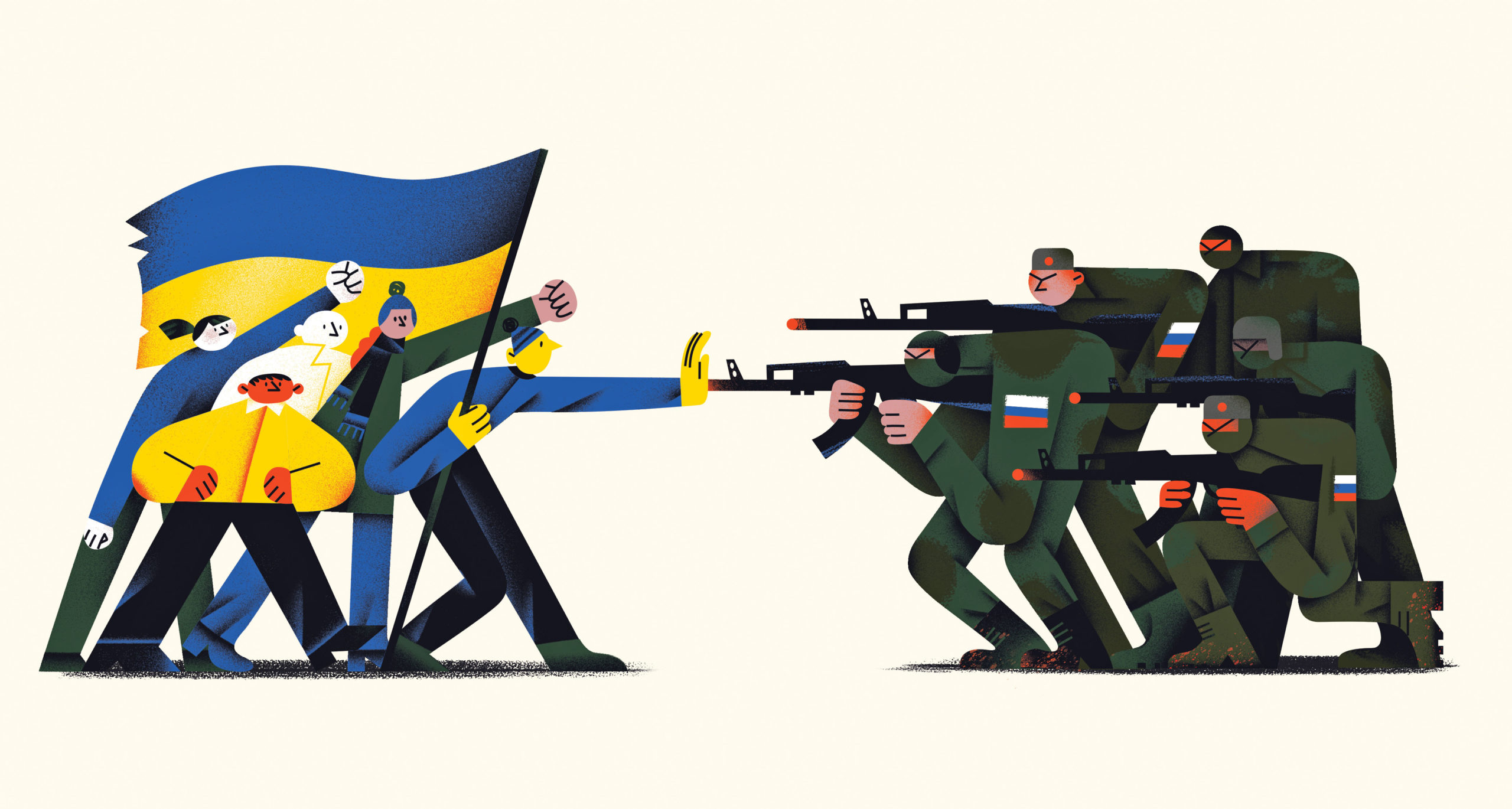 "Protest" aus dem Band "Bilder gegen den Krieg – Politische Karikaturen und Illustrationen aus der Ukraine". Illustration: Tanja Jakunowa/ Pictoric/ www.supportukraine-pic.com