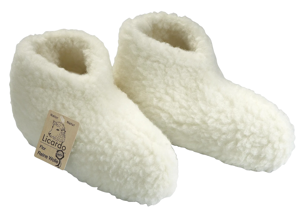 Wenn die Füße kalt sind: Bettschuhe aus Schurwolle. Foto: Licardo