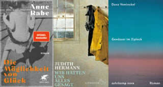 Berliner Romane des Jahres, wie sie die tip-Literaturkritiker:innen gewählt haben. Collage: Klett-Cotta/S. Fischer / Suhrkamp Nova